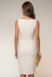 Ivory Bodycon Bateau Neck Midi Work Dress