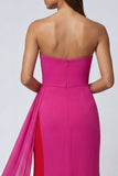 Fuchsia Mermaid Strapless Tulle Maxi Dress with Sash