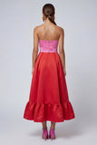 Strapless Pink and Fuchsia A Line Maxi Dress with Slit