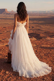 Ivory Strapless A Line Maxi Beach Wedding Dress with Ruffles