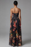 Ivory Printed Spaghetti Straps A Line Floral Dress