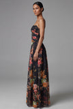 Ivory Printed Spaghetti Straps A Line Floral Dress