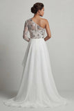 One Shoulder A Line White Sequin Mother Of the Bride Dress