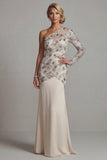 One Shoulder Sequin Mermaid Apricot Mother Of the Bride Dress