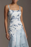 Light Blue Sequin Mermaid Ruffled Mother Of the Bride Dress