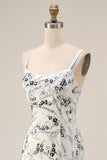 Light Blue Mermaid Spaghetti Straps Sequin Long Prom Dress with Ruffles