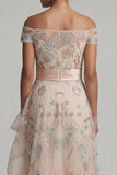 Off The Shoulder A Line Blush Sequin Mother Of the Bride Dress