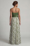 Strapless A Line Green Floral Mother of the Bride Dress