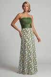 Strapless A Line Green Floral Mother of the Bride Dress