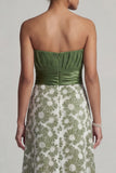 Strapless A Line Green Floral Mother of the Bride Dress