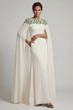Ivory Sheath Chiffon Cape Sleeves Mother Of the Bride Dress