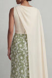 Green Sheath Floral Long Mother Of the Bride Dress with Side Cape