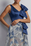 Sparkly Navy A Line Sequin Mother of the Bride Dress with Bow