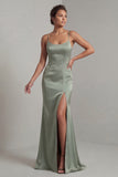 Light Green Mermaid Long Mother of the Bride Dress with Detachable Cape