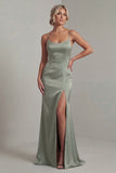 Light Green Mermaid Long Mother of the Bride Dress with Detachable Cape