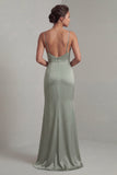 Light Green Mermaid Long Mother of the Bride Dress with Detachable Cape