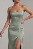 Light Green Mermaid Long Mother of the Bride Dress with Detachable Cape
