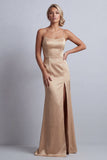 Champagne Mermaid Sequins Side Slit Mother of the Bride Dress with Detachable Cape