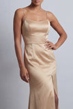 Champagne Mermaid Sequins Side Slit Mother of the Bride Dress with Detachable Cape