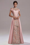 Off The Shoulder Cut Out A Line Pink Sequin Mother of the Bride Dress
