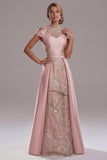 Off The Shoulder Cut Out A Line Pink Sequin Mother of the Bride Dress