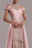 Off The Shoulder Cut Out A Line Pink Sequin Mother of the Bride Dress