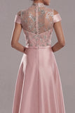 Off The Shoulder Cut Out A Line Pink Sequin Mother of the Bride Dress