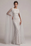Sequin Ivory Mermaid Mother of the Bride Dress with Cap Sleeves
