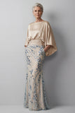 Champagne Sequin Long Sleeves Mermaid Mother of the Bride Dress