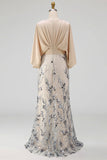 Champagne Sequin Long Sleeves Mermaid Mother of the Bride Dress