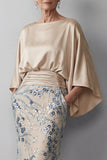 Champagne Sequin Long Sleeves Mermaid Mother of the Bride Dress