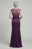 Dark Purple Mermaid Sequin Mother of the Bride Dress with Pockets