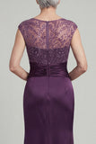 Dark Purple Mermaid Sequin Mother of the Bride Dress with Pockets