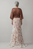 Coffee Mermaid 3/4 Sleeves Long Mother of the Bride Dress