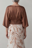 Coffee Mermaid 3/4 Sleeves Long Mother of the Bride Dress