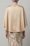 Champagne Mermaid 3/4 Sleeves Mother of the Bride Dress with Sequins