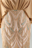 Champagne Mermaid 3/4 Sleeves Mother of the Bride Dress with Sequins