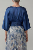 Sparkly Navy A Line 3/4 Sleeves Mother of the Bride Dress with Sequins