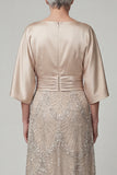 Sparkly Champagne A Line Beaded Long Mother of the Bride Dress with Sequins