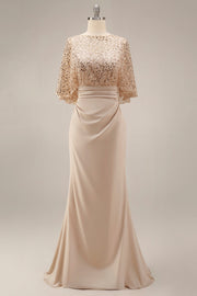 Sparkly Champagne Long Mermaid Sequin Mother of the Bride Dress