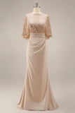 Sparkly Champagne Long Mermaid Sequin Mother of the Bride Dress