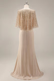 Sparkly Champagne Long Mermaid Sequin Mother of the Bride Dress