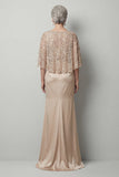 Sparkly Champagne Sequin Long Mermaid Mother of the Bride Dress with Pockets