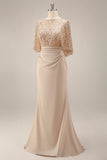 Sparkly Champagne Long Mermaid Sequin Mother of the Bride Dress