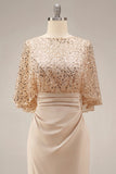 Sparkly Champagne Long Mermaid Sequin Mother of the Bride Dress