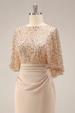 Sparkly Champagne Long Mermaid Sequin Mother of the Bride Dress