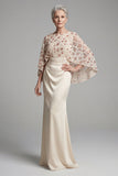 Mermaid Ivory Beaded Boat Neck Long Mother of the Bride Dress
