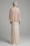 Mermaid Ivory Beaded Boat Neck Long Mother of the Bride Dress
