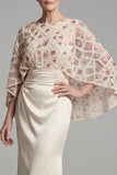 Mermaid Ivory Beaded Boat Neck Long Mother of the Bride Dress