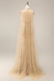 Sparkly Champagne Halter Mermaid Sequin Long Prom Dress